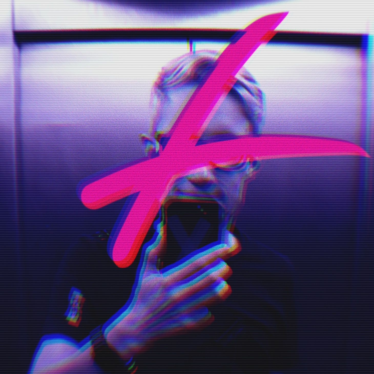 Ein mit einem Filter bearbeitetes Portraitfoto von einem Mann mit einer Schiebetür im Hintergrund